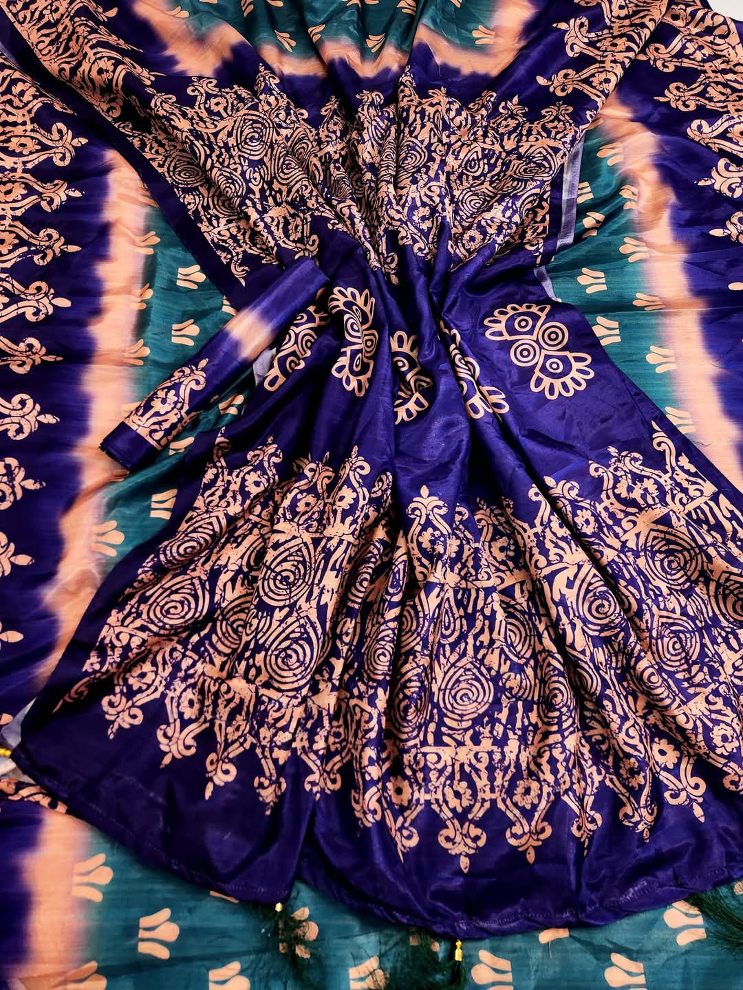 Fashionable and Comfortable Premium Silk Batik Saree for Women With Blouse Piece 8