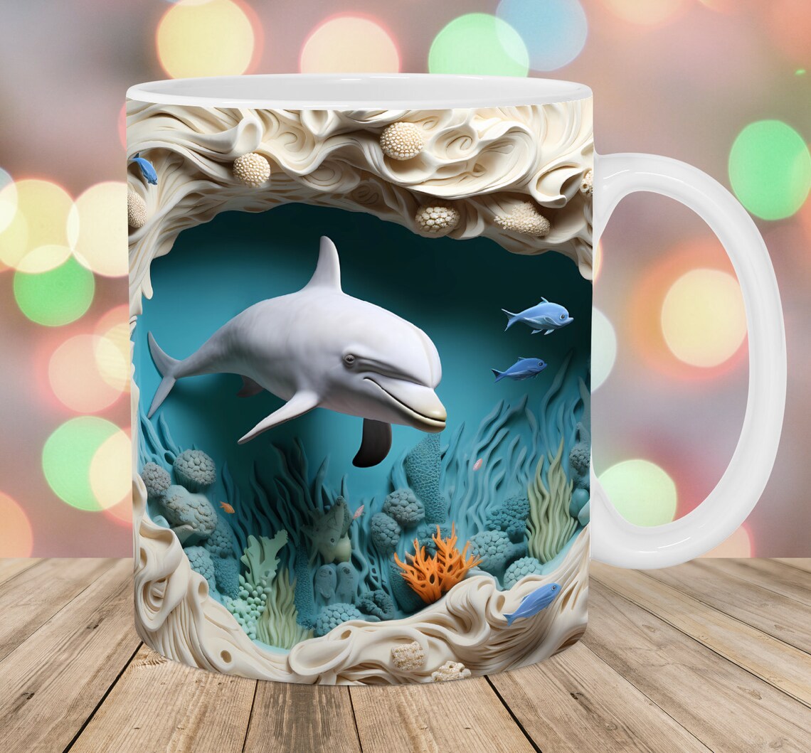 3D Fish In Water Design Mug