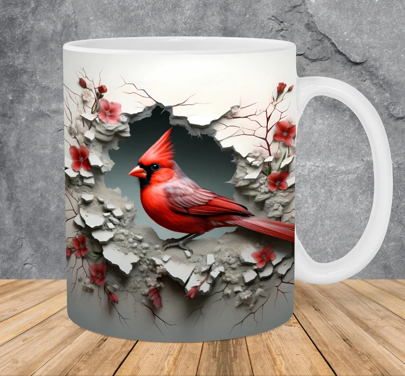 3D Cat Hole In A Wall Design Mug