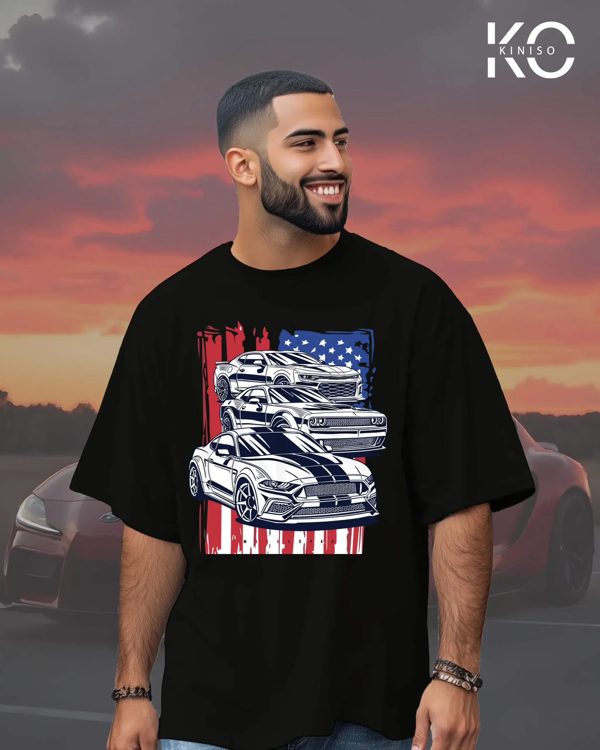 American Racing Car Printed dop shoulder T-Shirt for Men in Bangladesh