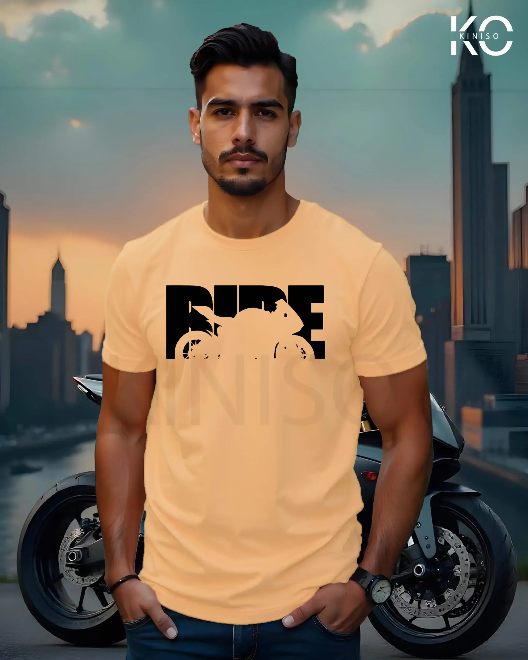 Motorcycle Themed T-Shirts with Bike Ride Design for Men