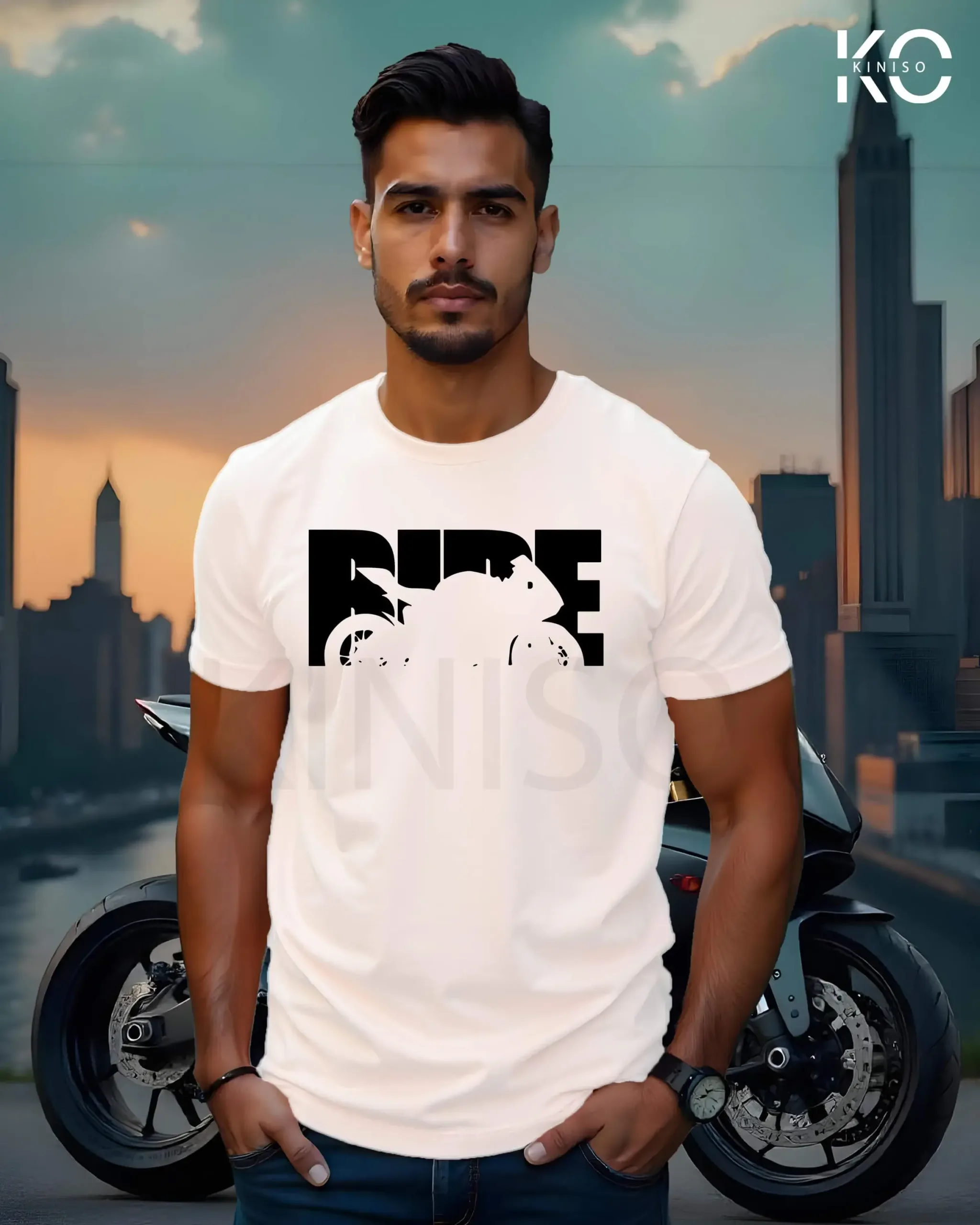 Motorcycle Themed T-Shirts with Bike Ride Design for Men