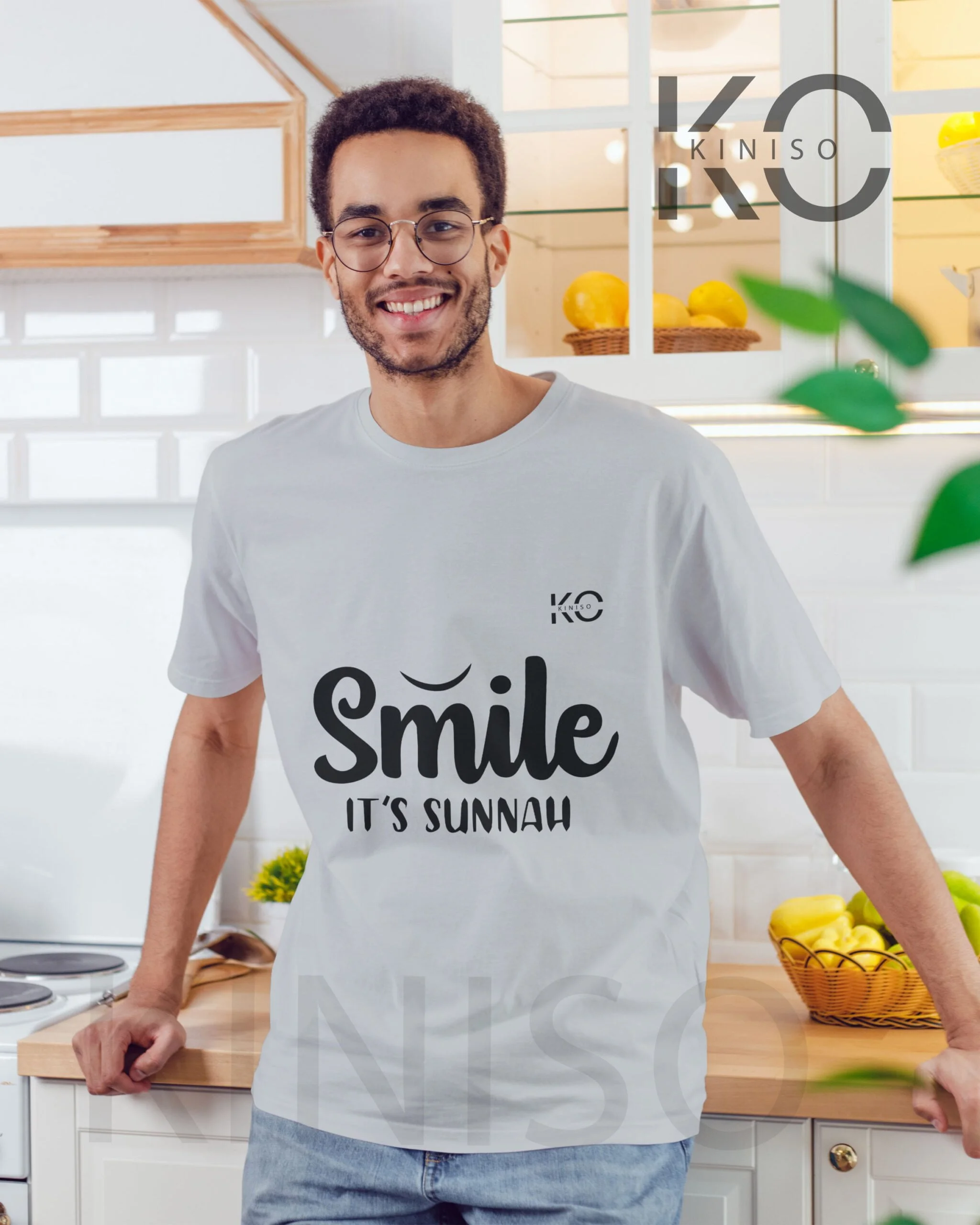 Sunnah Islamic T-shirt Design – Smile It’s Sunnah – Modest Men’s Crew Neck Half Sleeve tshirt in Bangladesh