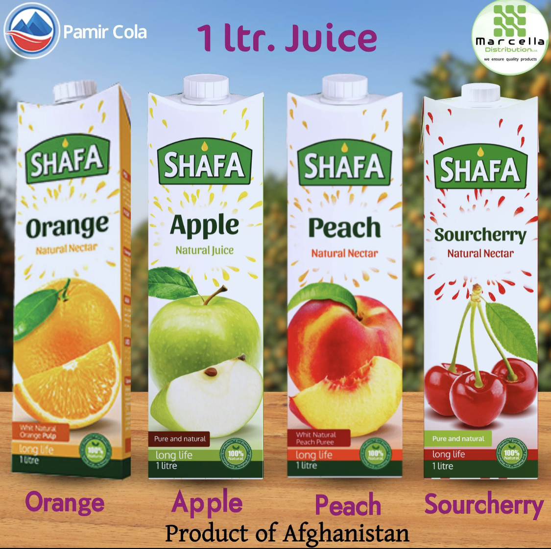 Necter Peach 1 Ltr .pamir cola shafa fruit juice