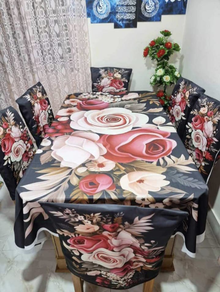 3d print korian velvet 7 pis table cloth for