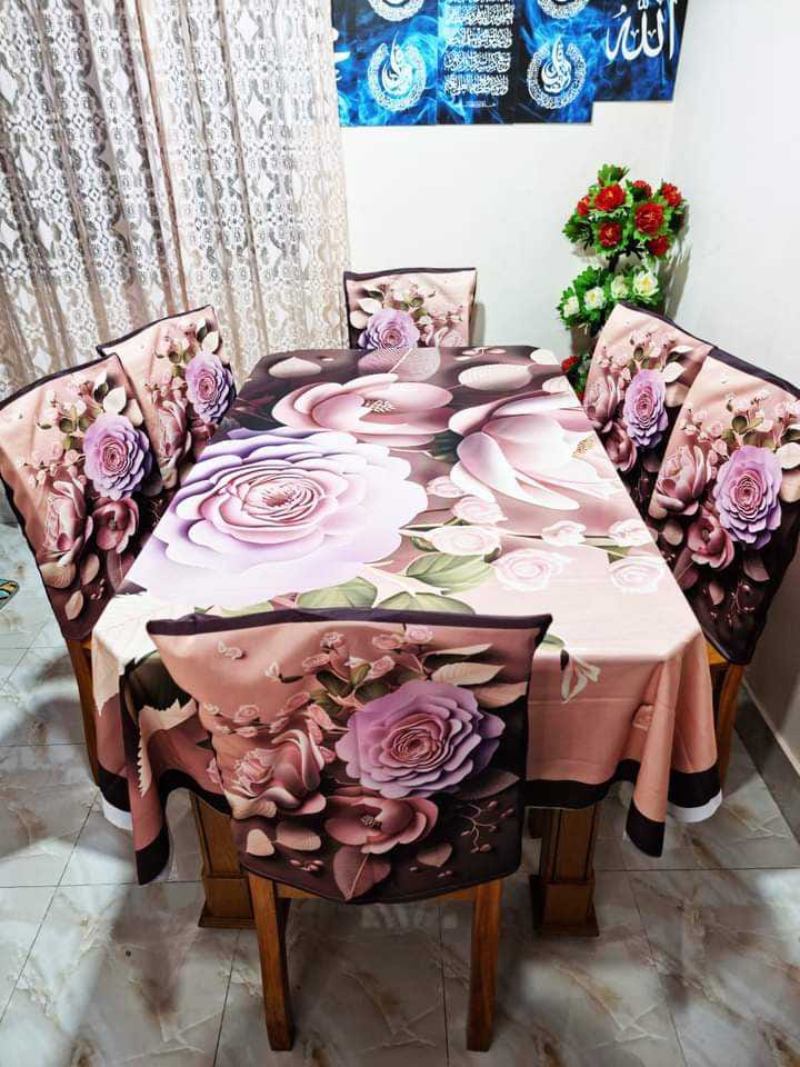 3d print korian velvet 7 pis table cloth for