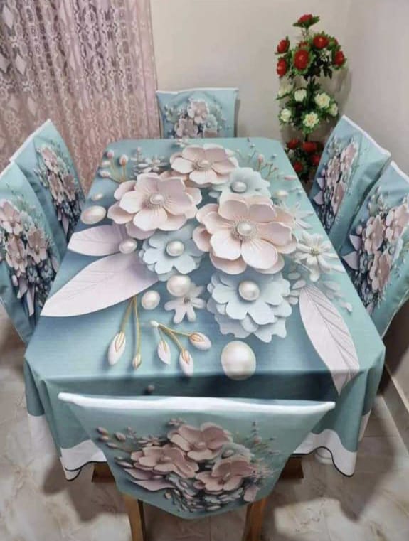 3d print korian velvet 7 pis table cloth for