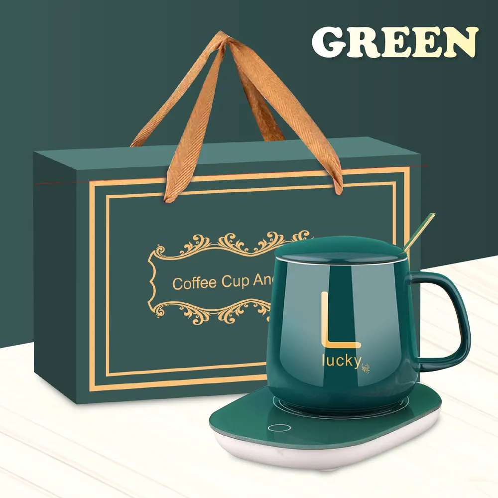 ?? ????_ Coffee Cup Warmer, Smart Thermostat Coaster 55 Degree Heating Automatic Thermostat Cup (Green) Modern Coffee Cup Saucer, For Home