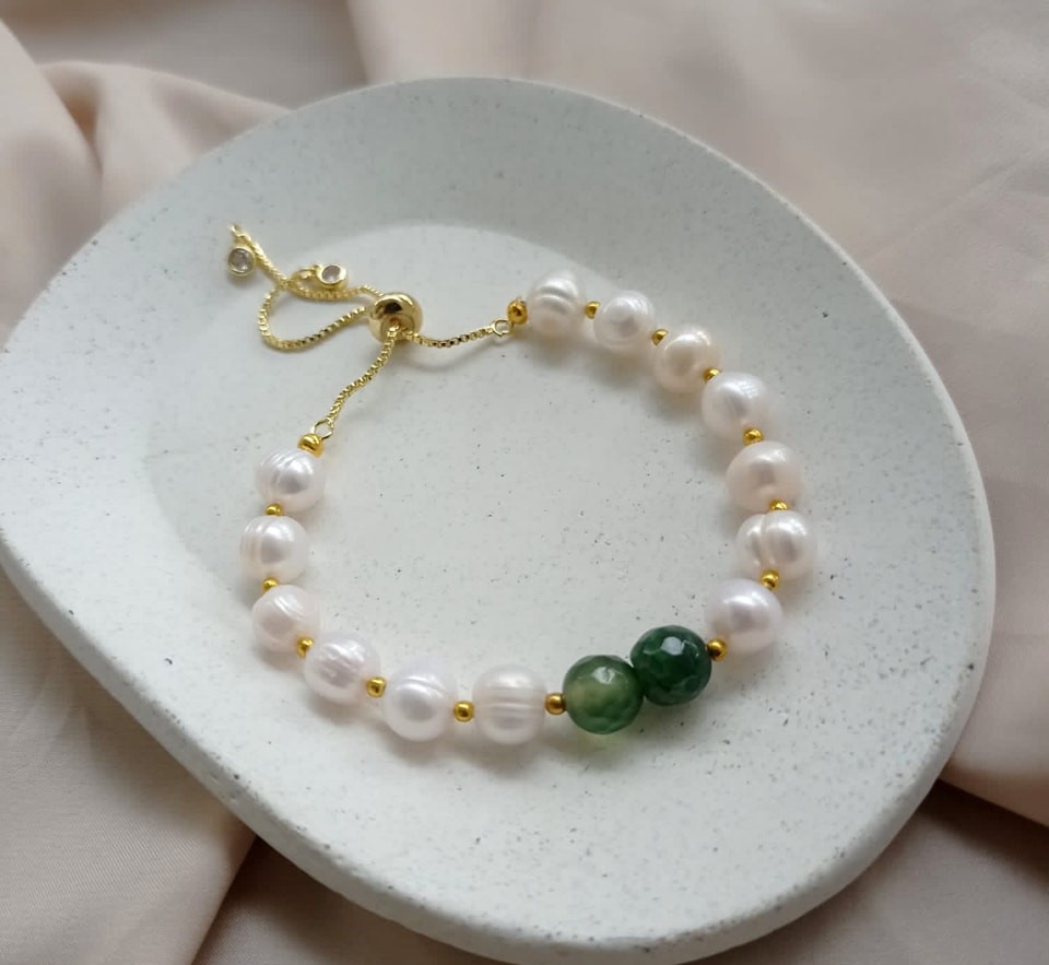 Pearl & Stone Bracelet Free Size