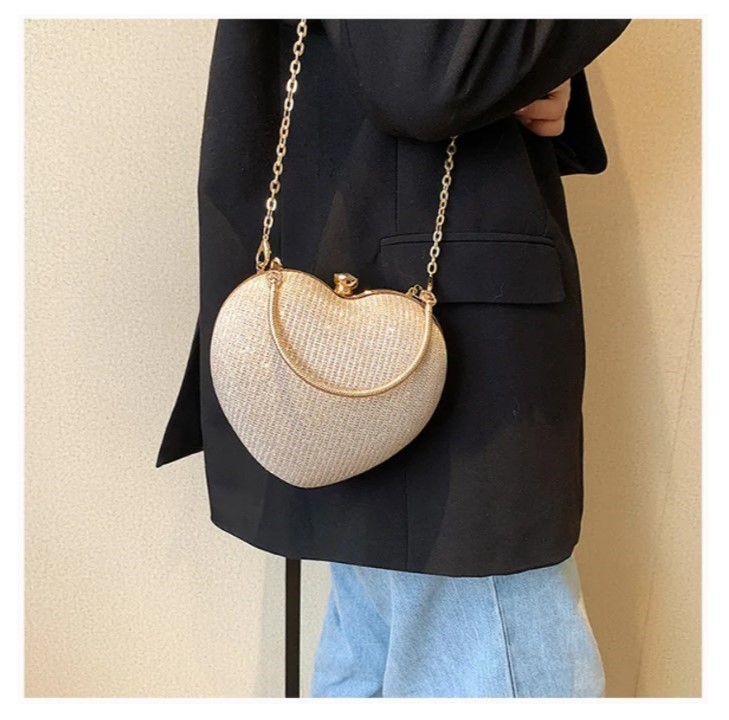 Bags Clutch Fashion Chain Luxury Designer Heart Shape For Women