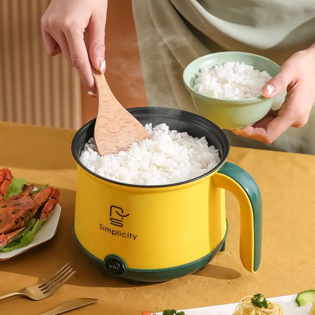 Simplicity Portable Electric Cooking Pot Electric Cooker Pot Manual Electric Heating Pot with Steamer and Multipurpose 1.8 Liter
