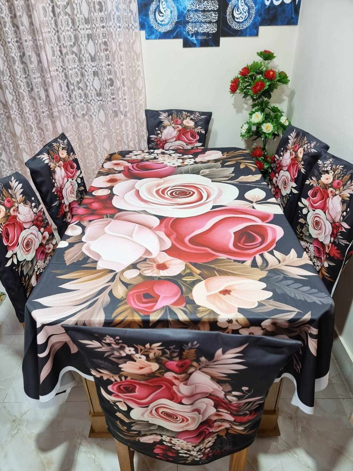 Luxurious& Modern Style 3d printe 6-Pcs Table Cloth Set