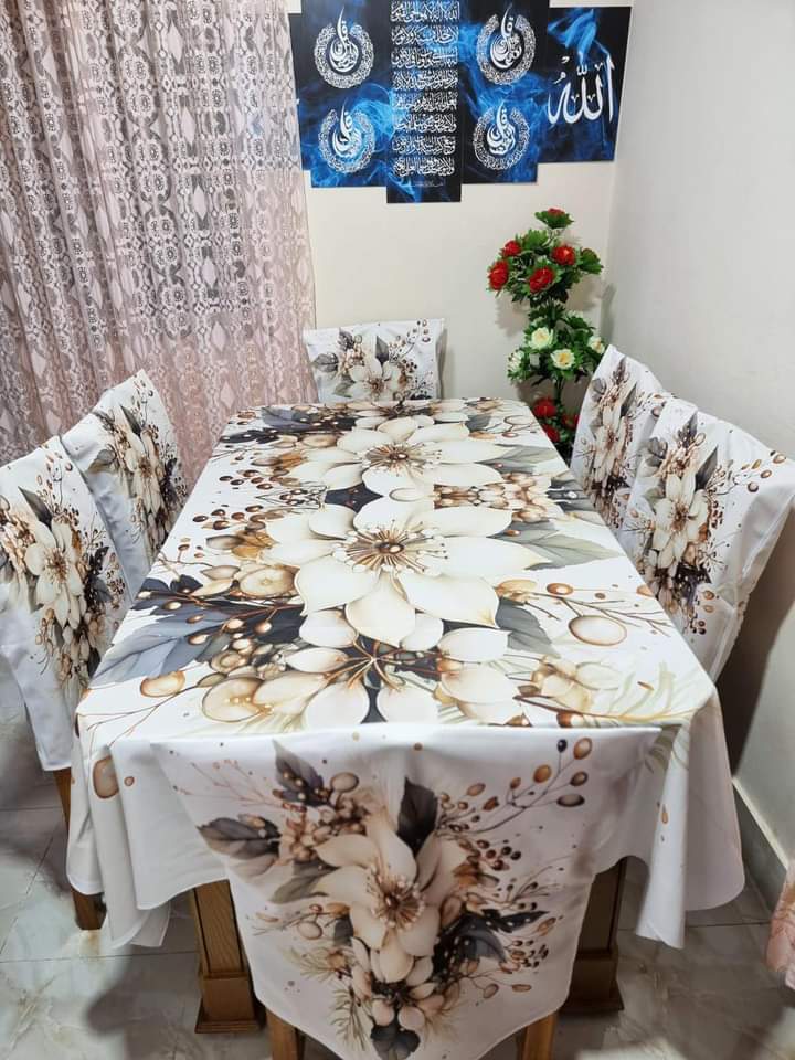 Luxurious& Modern Style 3d printe 6-Pcs Table Cloth Set