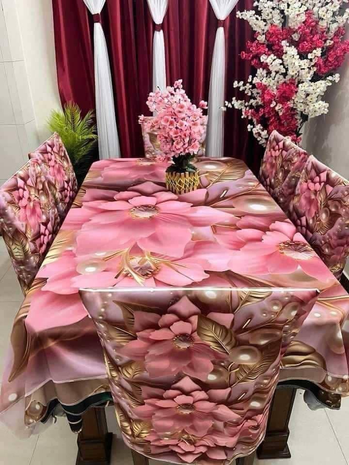 Luxurious& Modern Style 3d printe 6-Pcs Table Cloth Set