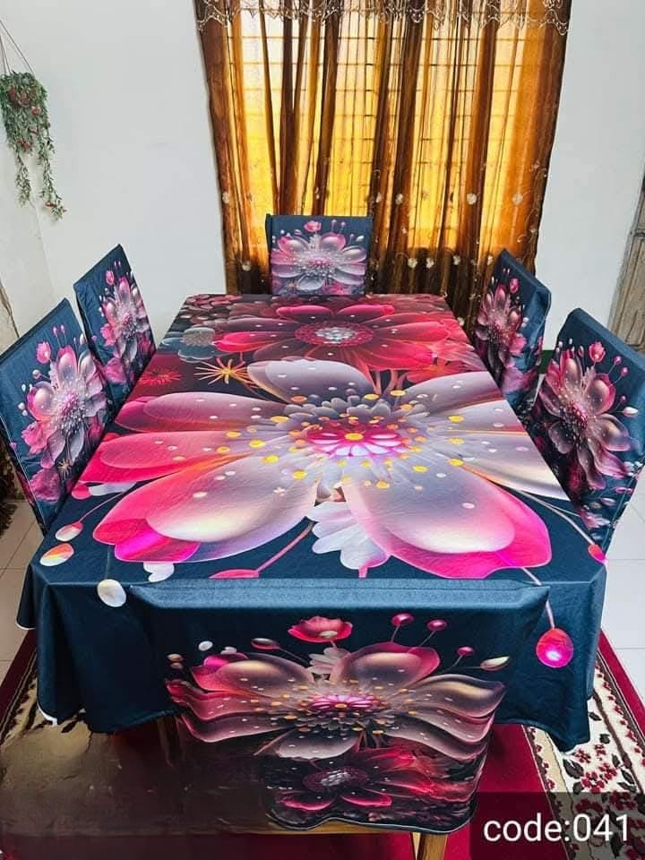 Luxurious& Modern Style 3d printe 6-Pcs Table Cloth Set
