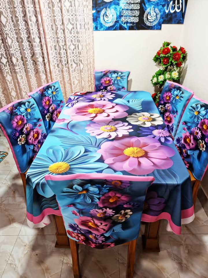 Luxurious& Modern Style 3d printe 6-Pcs Table Cloth Set