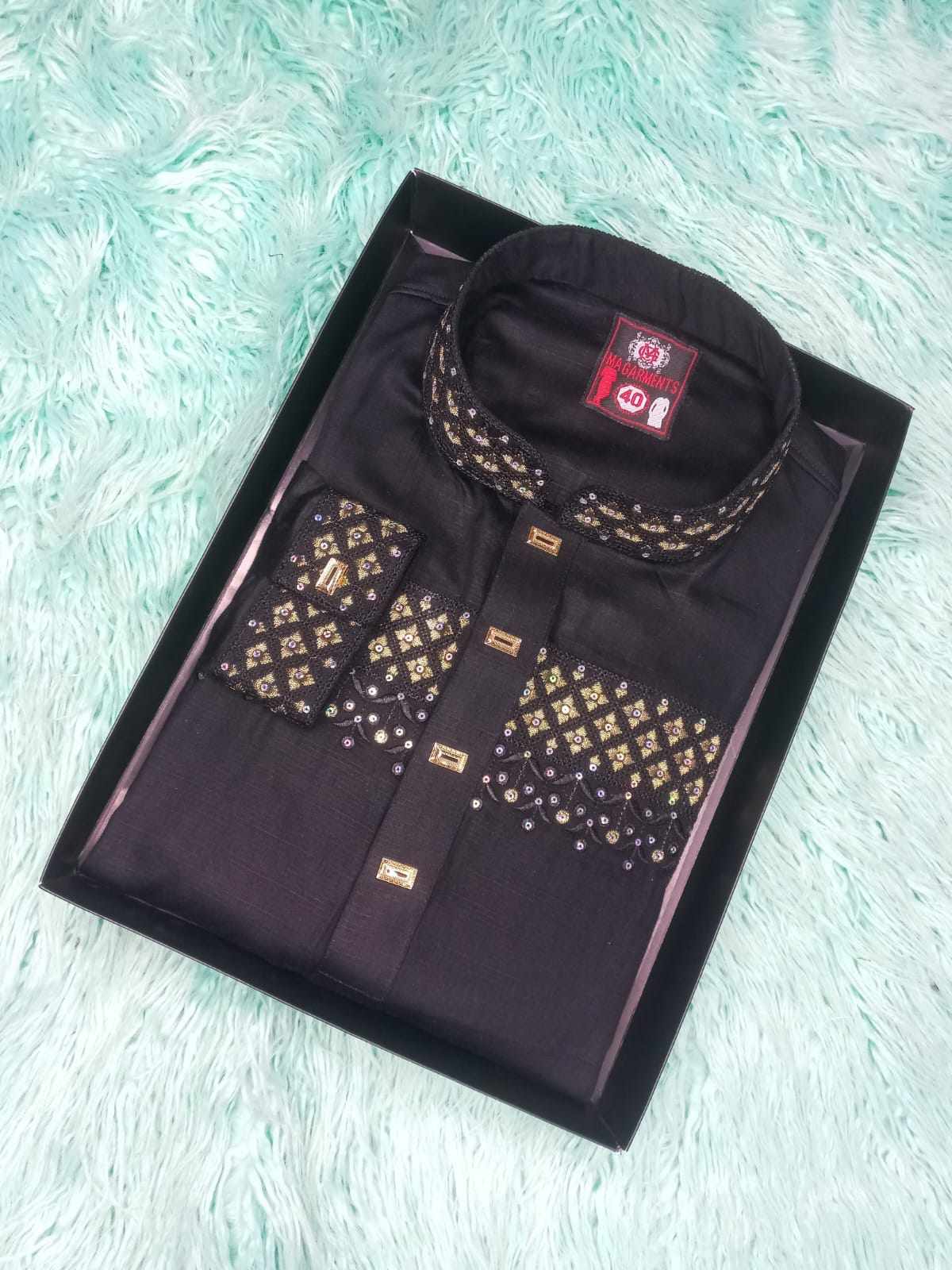 প্রিমিয়াম কট সিকুয়েন্স চেষ্ট এমব্রয়ডারি পাঞ্জাবী
