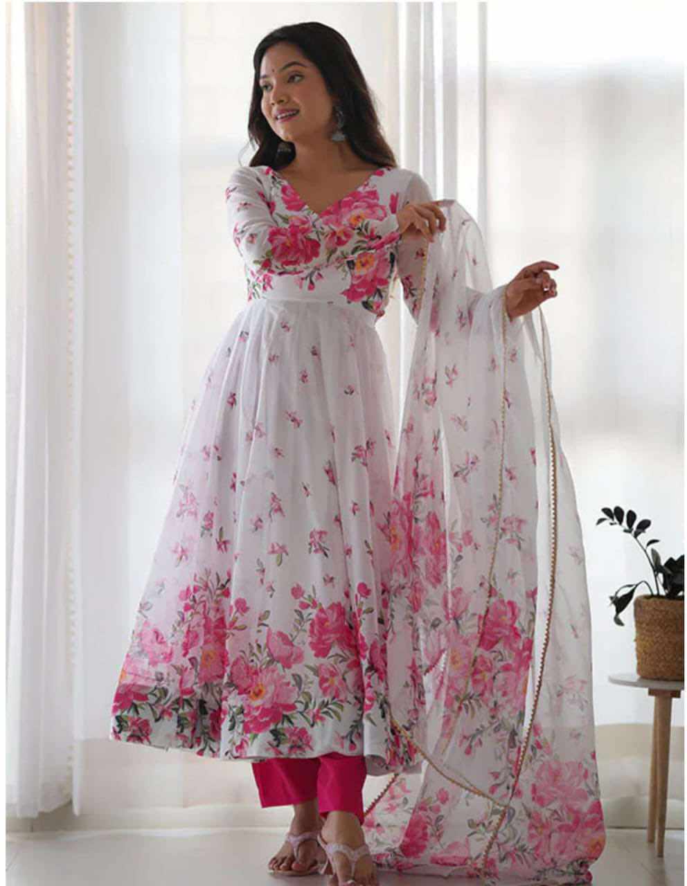 গোলাপ গ্রাউন রেডিমেড থ্রী-পিস