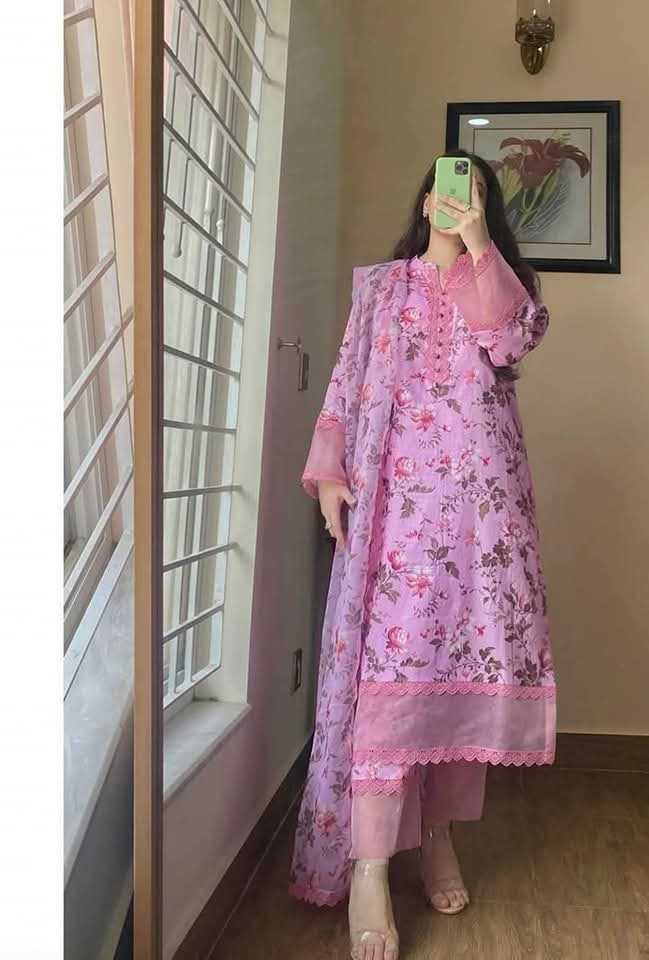 লিনেন থ্রি পিস ফুল রেডিমেড