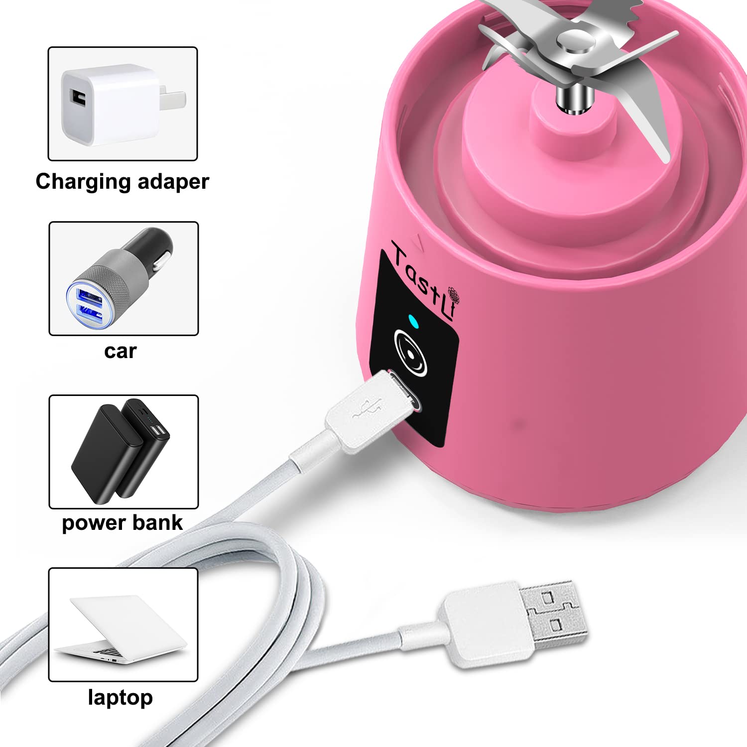 Portable Blender, Personal Mini Bottle Travel Electric Smoothie Blender Maker Fruit Juicer Cup, with 13oz Bottles