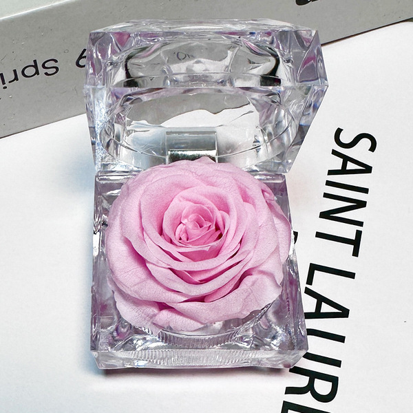 Red Everlasting Flower Acrylic Jewelry Box + Color Box