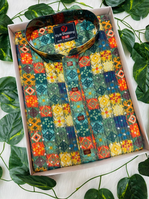 Premium 3D Print Cotton Panjabi Code: 5713