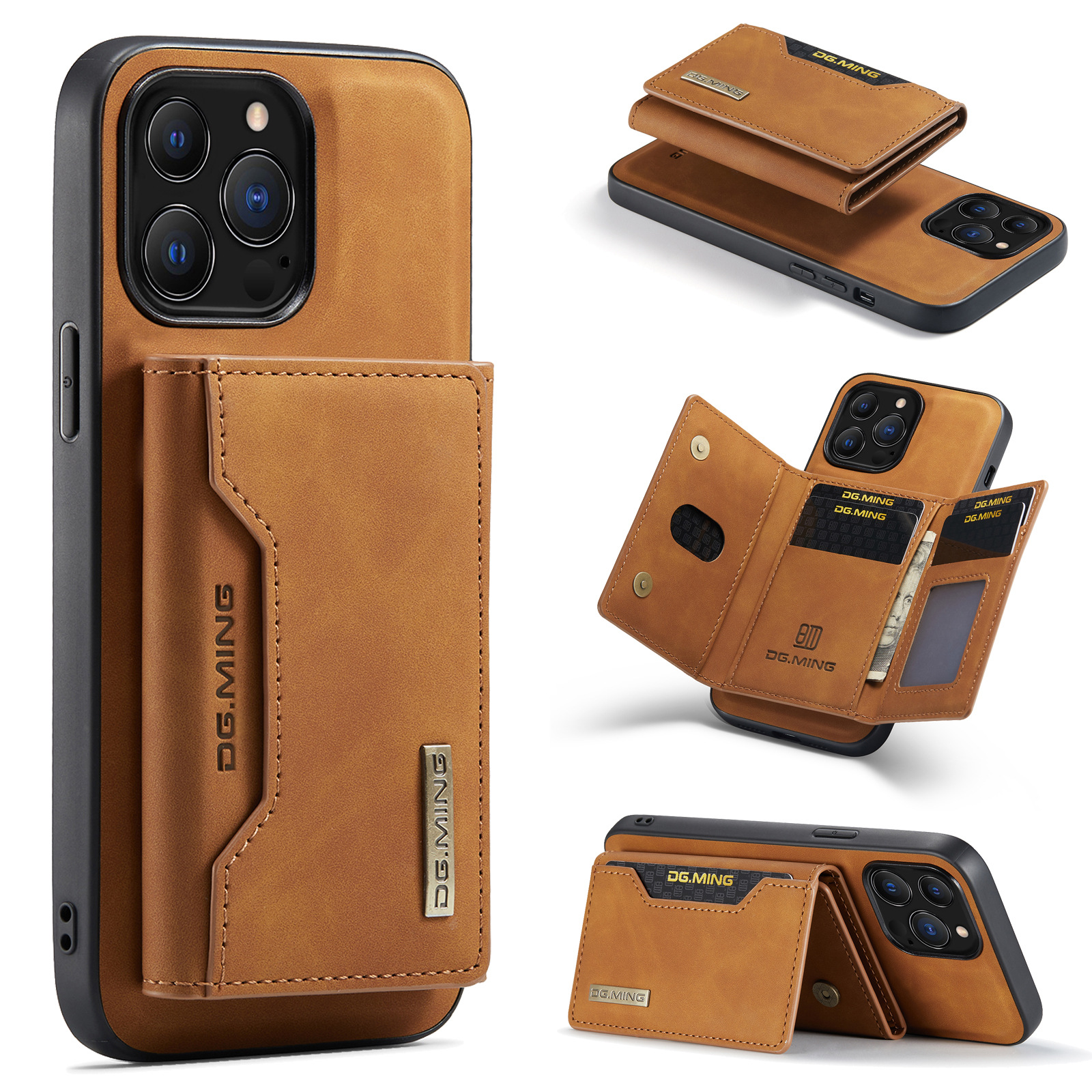 Leather Case for iPhone 15 & 16 Pro Max with Free Card Holder Wallet