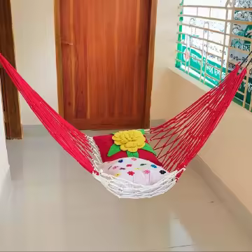 Dolna Lullaby Swing Bed-1Pcs/Hand Made Dulna Adult Rope Bed Hanging Dulna Use For All People Large Swing Rope Bed Rattan Dulna