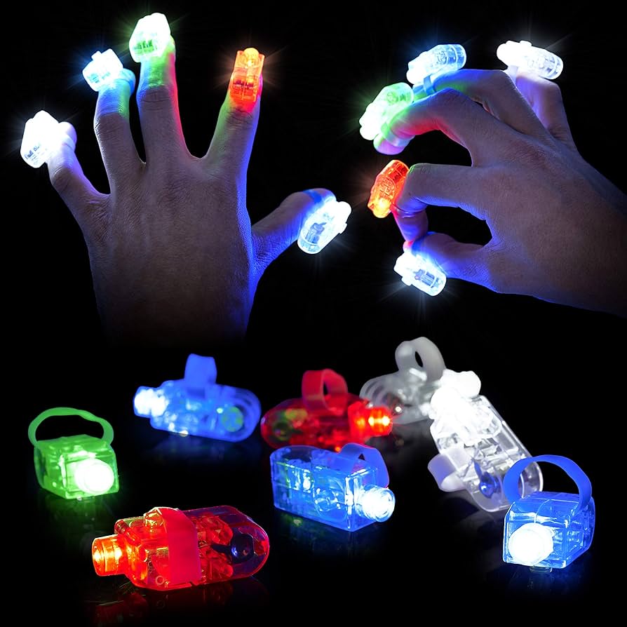 Pack of 05: LED Projection Finger Lights – Bright, Fun & Colorful Party Accessories