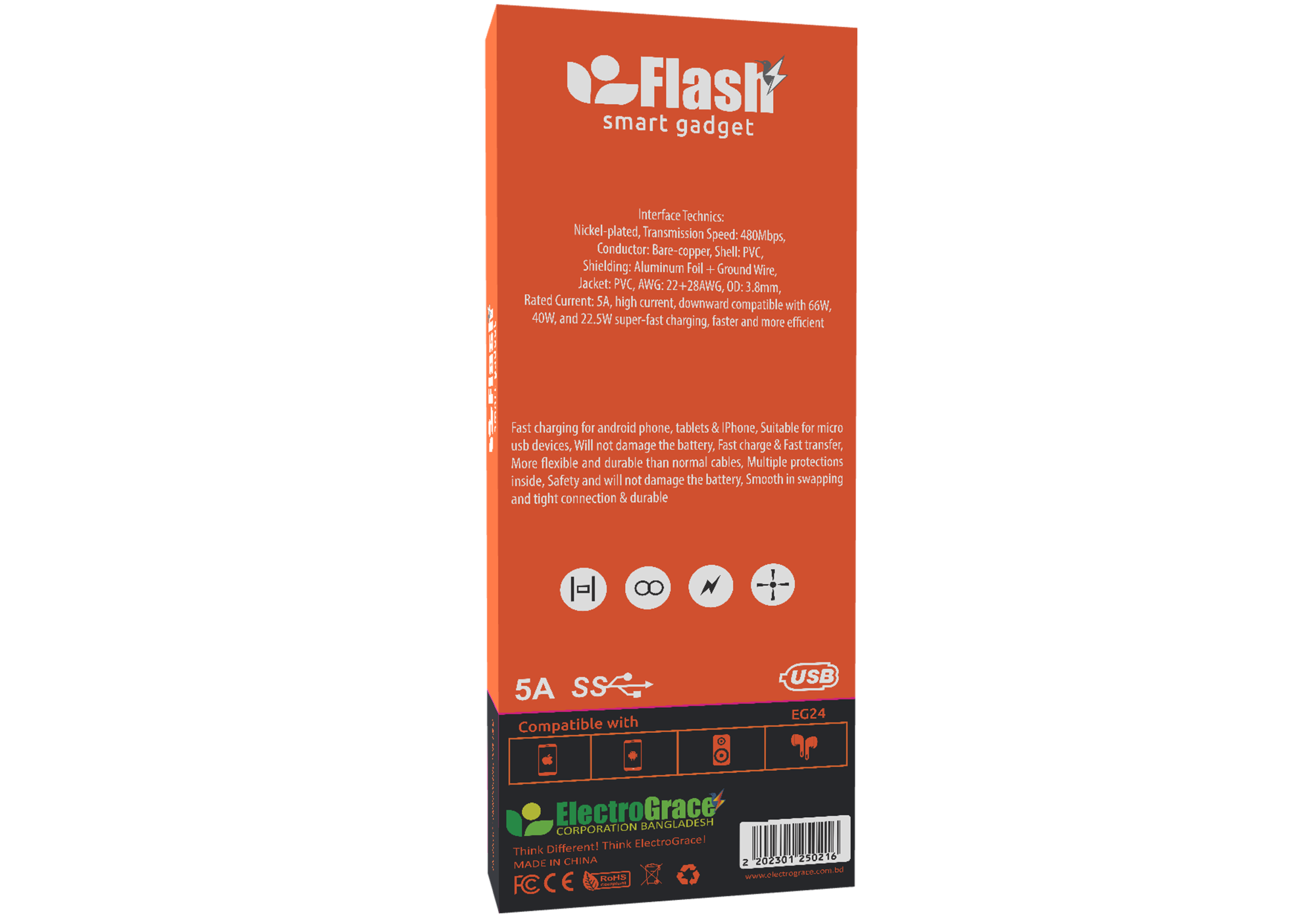 EG24M Flash Agent Z 5A Micro USB Data Cable