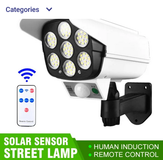 Remote control 77 LED solar motion sensor lamp