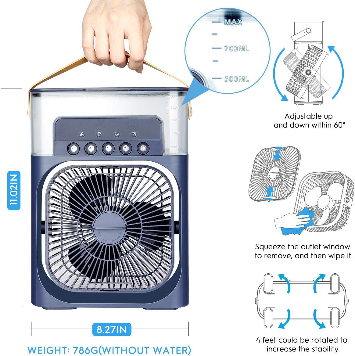 3 In 1 Portable Fan USB Personal Air Cooler Mini Air Conditioner