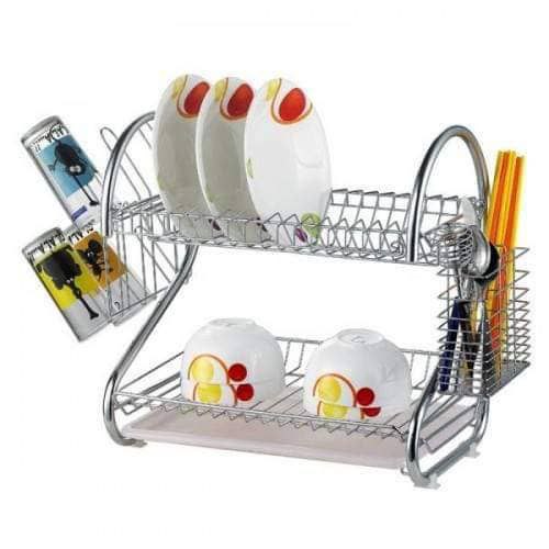 2 Layer Kitchen Dish Rack Stainless Steel