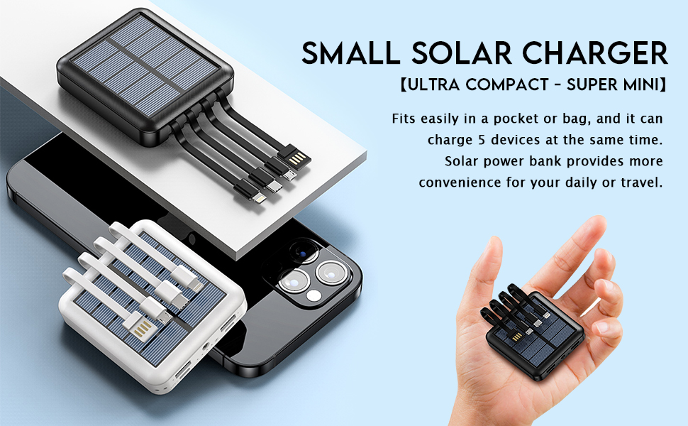 Solar Power Bank 10000 mah with Emergency LED flash light