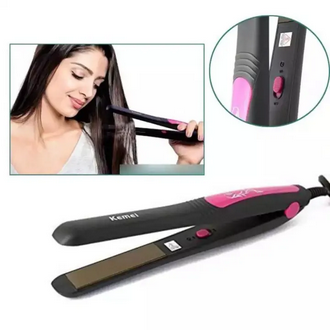 Kemei Km-328 Professional Hair Straightener – Black and Pink