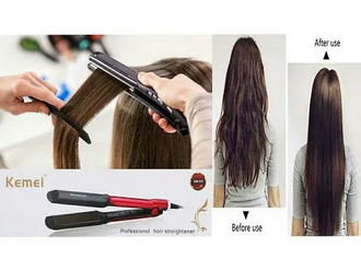 Kemei KM-531 Professional Hair Straightener – Black and Red