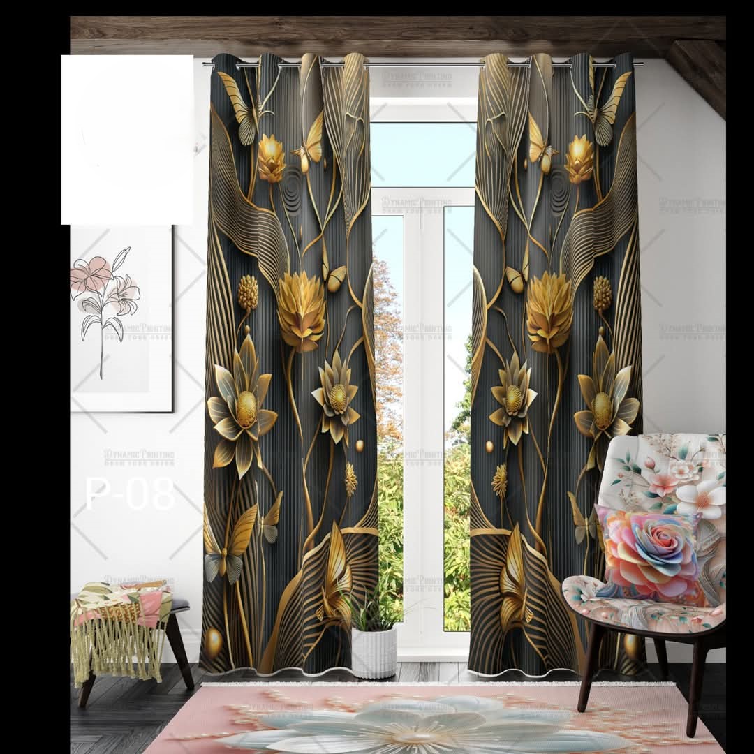 2 Piece 3D Print Premium curtain Product