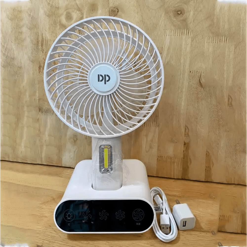 ?? ????_ 7624 Rechargeable Portable USB Table Fan With LED Light