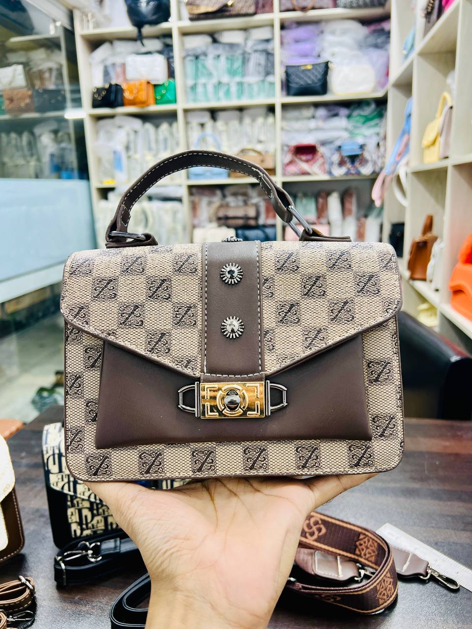 Trendy Fashionable Premium Quality Party Bag Code- DG13 Brown