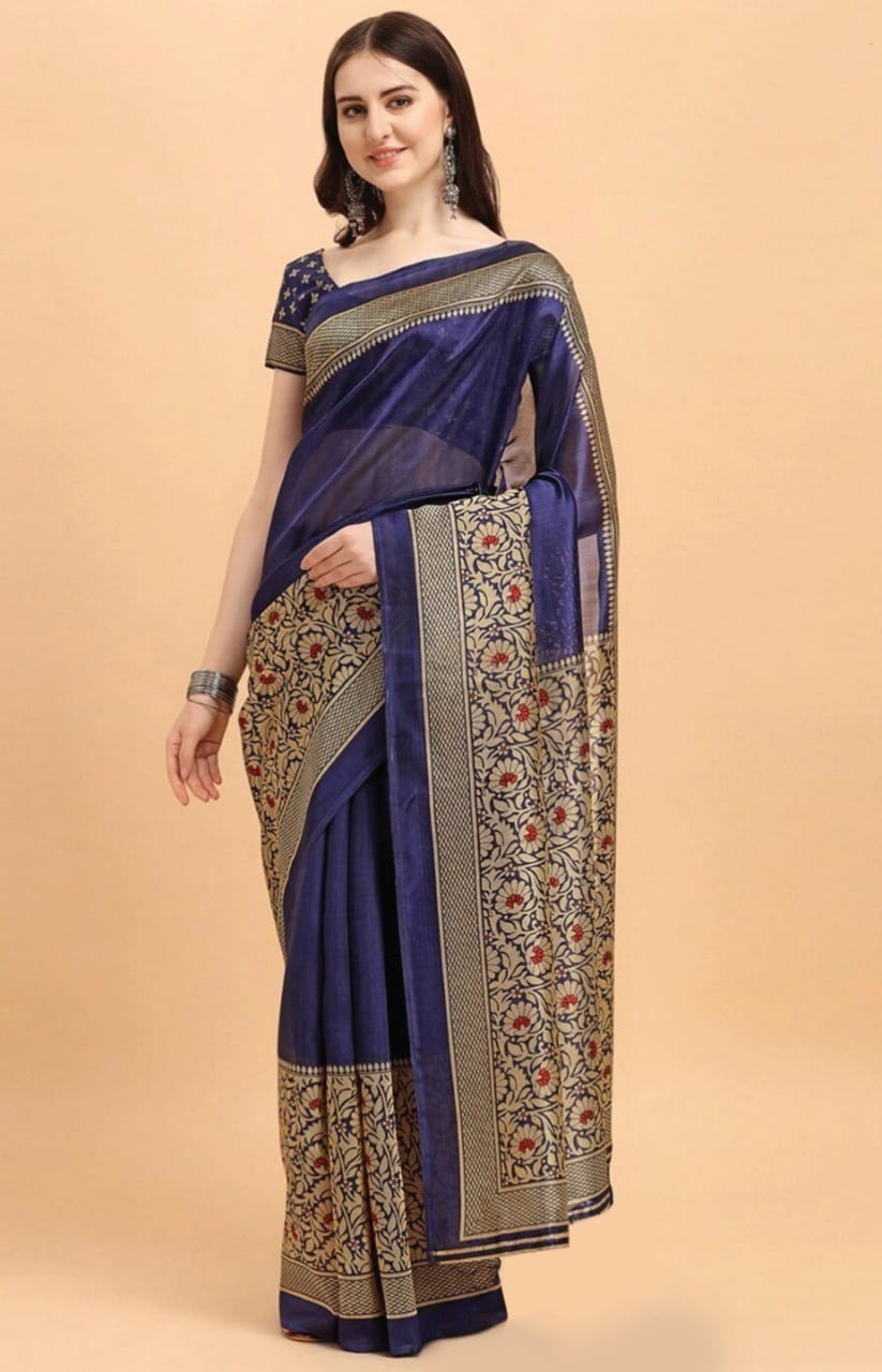 প্রিন্টেড সিল্ক শাড়ি (ব্লাউজ পিস সহ)