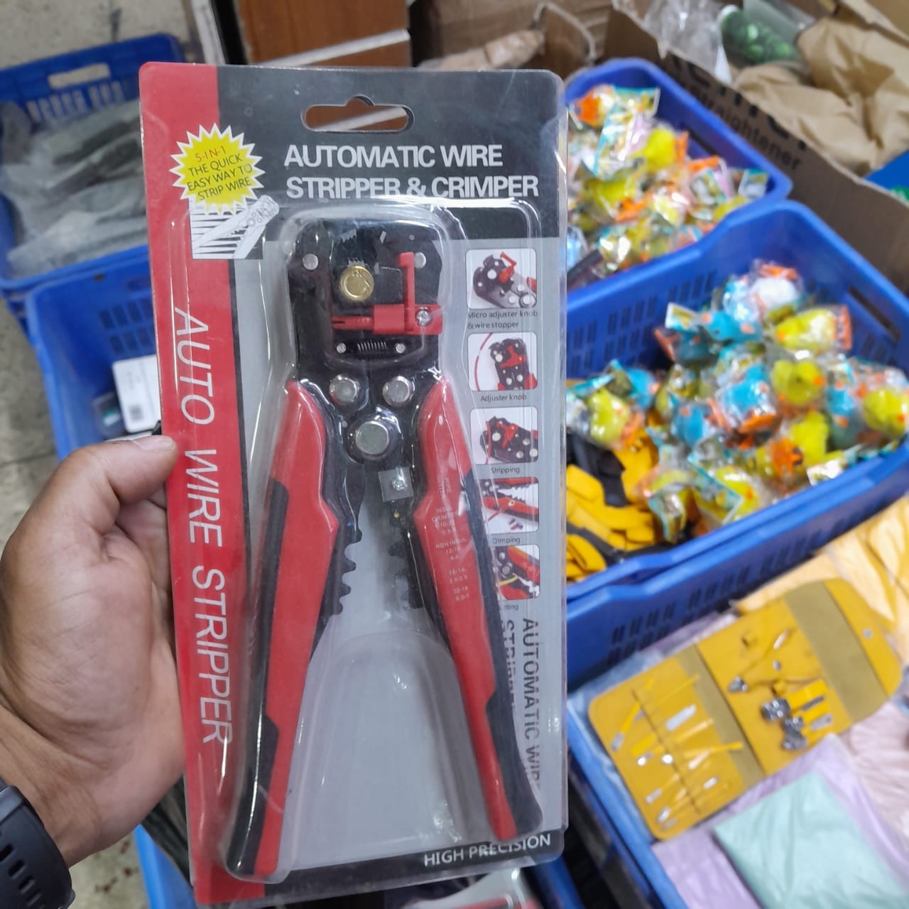 Multi-functiona Cable Wire Stripper with Cutter & Crimper Automatic Wire Stripping Pliers Crimping Tool 10-24AWG
