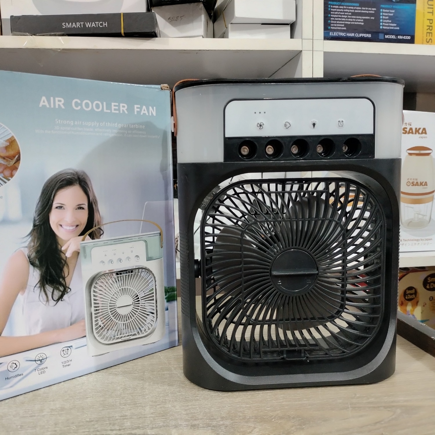 3 In 1 Air Cooling USB Fan with LED Night Light Water Fan