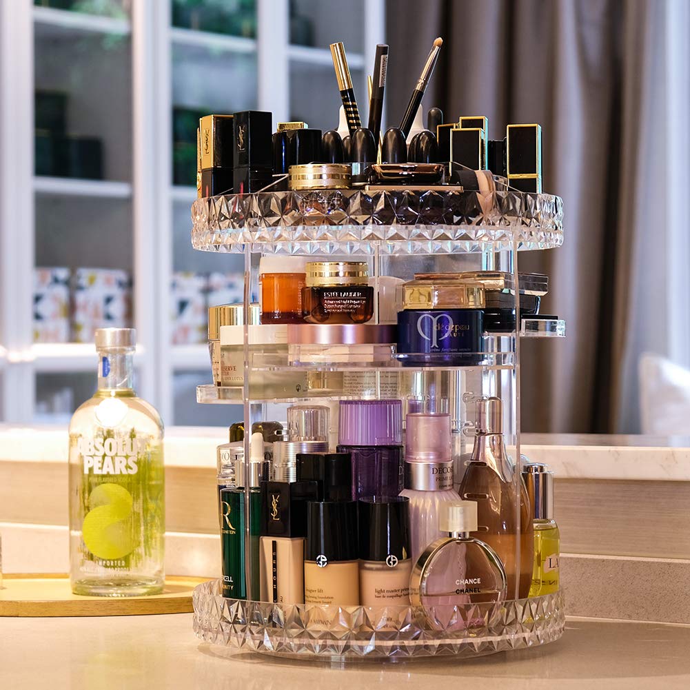 360° Rotating Makeup Organizer – 3D Beauty Storage Box