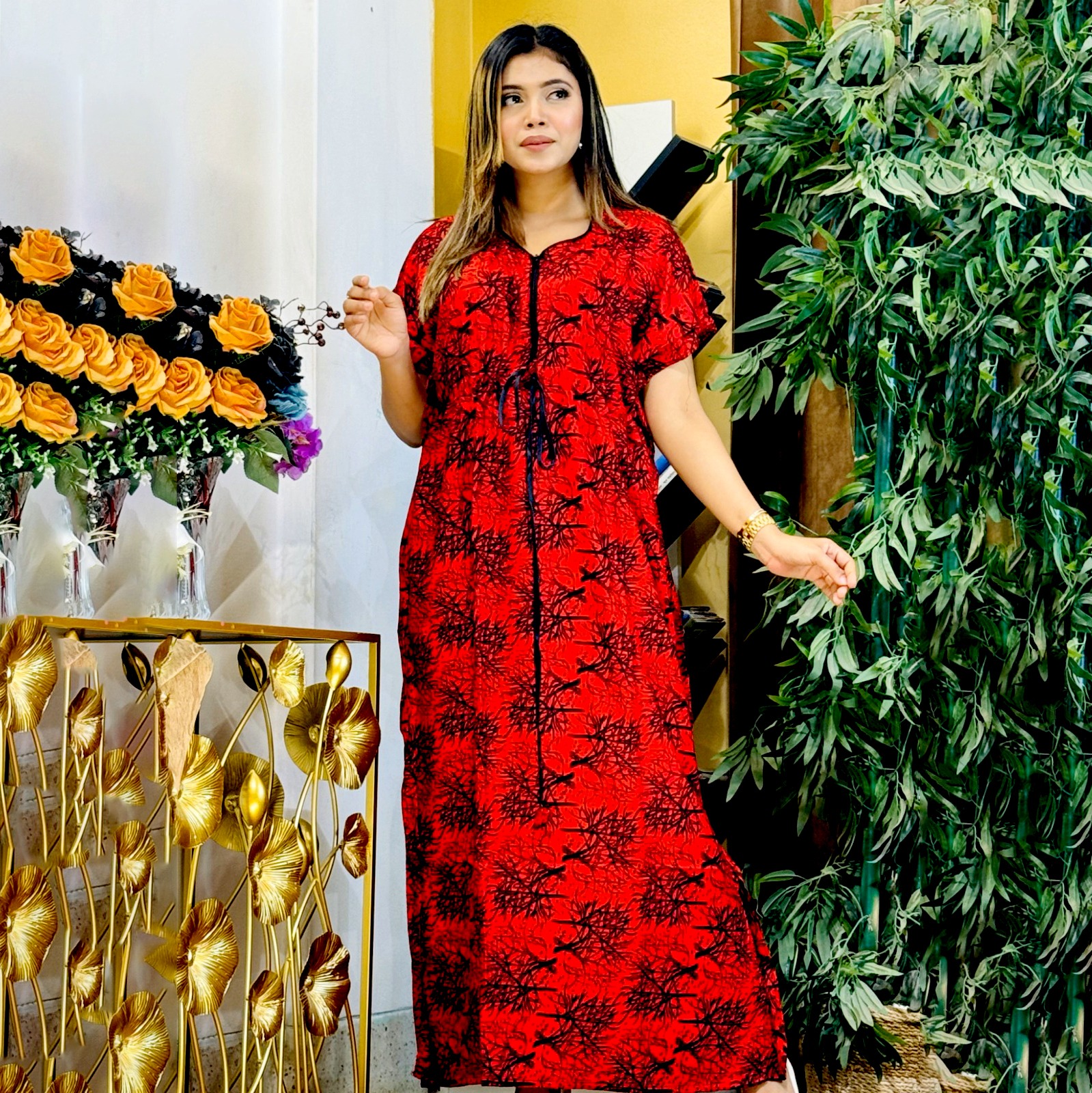 চীন লিনেন কাফতান ম্যাক্সি কেএএফ 103