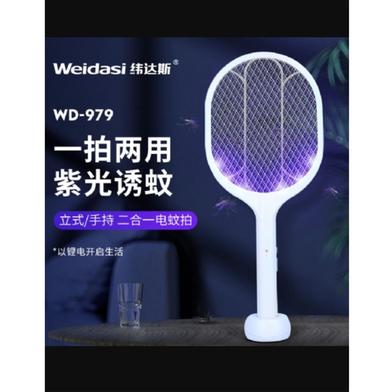 Weidasi WD-979 Mosquito Rechargeable Bat with Lure Light Insect bugs Lamp Stand Holder USB Charging Cable Included Multifunction Electric Swatter Lithium Ion Battery WD 979