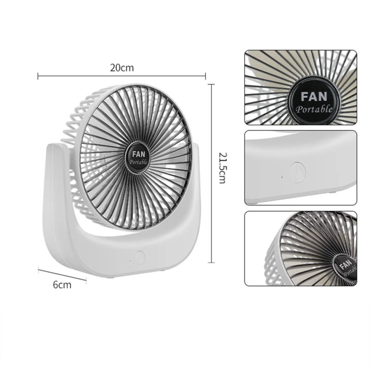 Desktop Fan Portable Electric Fan for Dormitory office Silent Cooling Fan One-Button Control 3-Speed Adjustable Multi-Angle Adjustment Removable Washable Fan Guard Type-C Charging