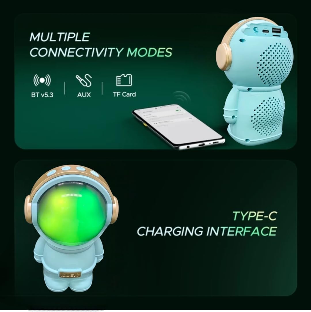 ?? ????_ Wrader X808 Wireless Stereo Woofer Bass Cute Gift Astronaut Loud Portable Creative Active Bass Rgb Light Bluetooth Speaker
