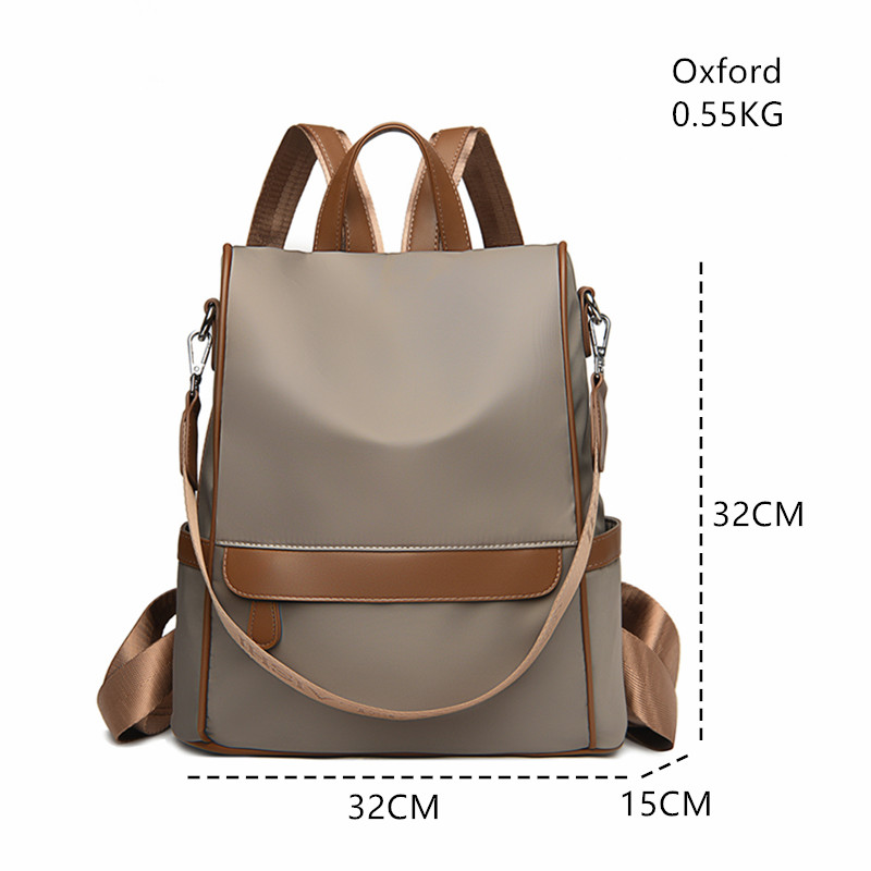 New Design Women Backpack Nylon Waterproof Anti-Theft Travel Bagpack(Coffee) Code : 8312
