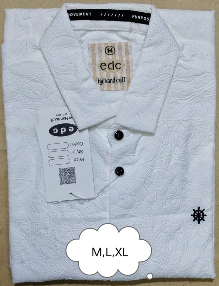 100% Premium Quality china embus cotton fabrics white colour Full Sleeve Casual print Shirt For Men.