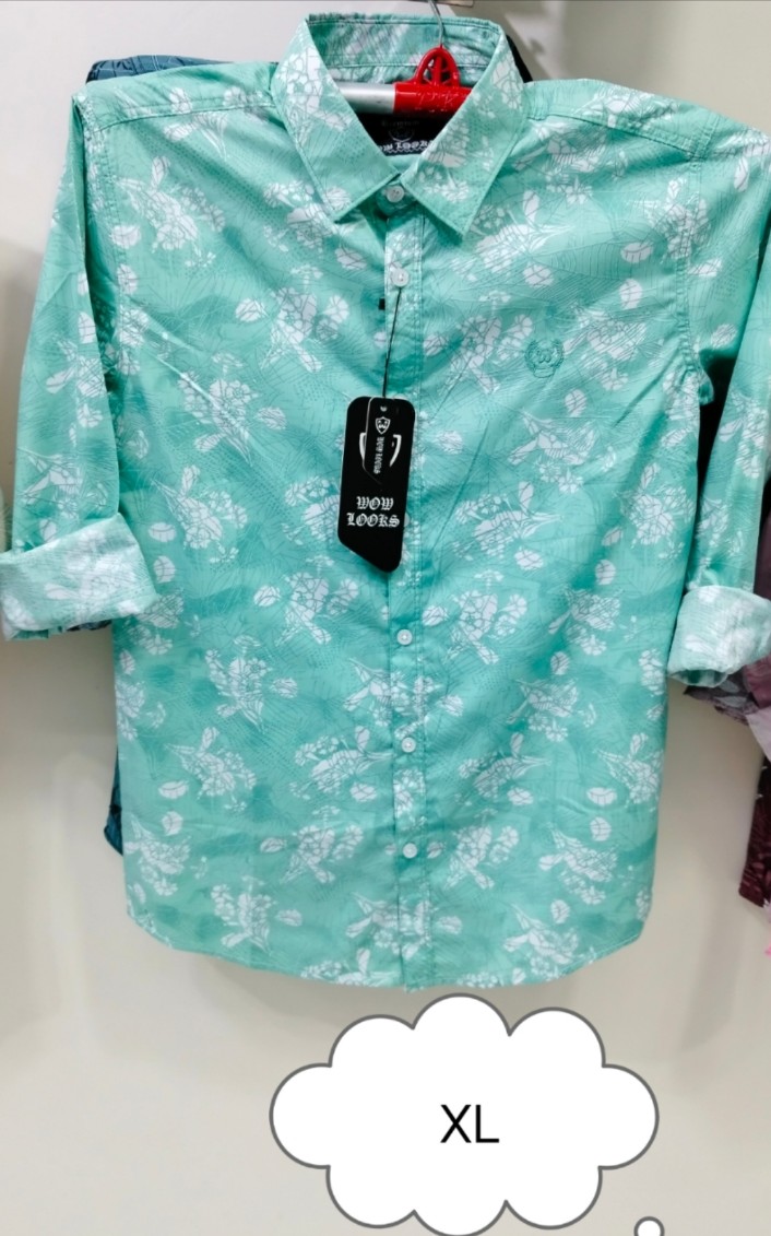 100% Premium Quality Full Sleeve Cotton Print Shirt Light ass Colour for Men’s